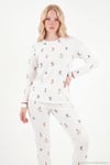 Kış Temalı Bisiklet Yaka Uzun Kollu Kadın Pijama Takımı 6575019 EKRU