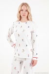 Kış Temalı Bisiklet Yaka Uzun Kollu Kadın Pijama Takımı 6575019 EKRU