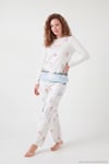 Kış Temalı Bisiklet Yaka Uzun Kollu Kadın Pijama Takımı 6575019 KREM