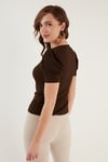 Kol Detaylı Kare Yaka Kadın Bluz 5869002 KAHVE