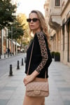 Kolları Leopar Desenli Bisiklet Yaka Kadın Bluz 5863809 SİYAH