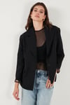 Kruvaze Yaka Desenli Astar Detaylı Blazer Kadın Ceket 6523001 SİYAH