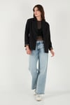 Kruvaze Yaka Desenli Astar Detaylı Blazer Kadın Ceket 6523001 SİYAH
