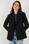 Kruvaze Yaka Desenli Astar Detaylı Blazer Kadın Ceket 6523001 SİYAH