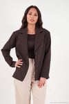 Kruvaze Yaka Desenli Astar Detaylı Blazer Kadın Ceket 6523001 KAHVE