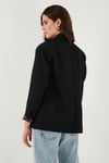Kruvaze Yaka Desenli Astar Detaylı Blazer Kadın Ceket 6523001 SİYAH
