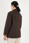 Kruvaze Yaka Desenli Astar Detaylı Blazer Kadın Ceket 6523001 KAHVE