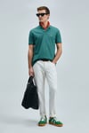 Laon % 100 Pamuk Comfort Fit Düğmeli Erkek Polo Yaka T Shirt 111040206 ÖRDEK YEŞİL