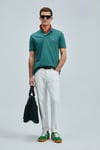 Laon % 100 Pamuk Comfort Fit Düğmeli Erkek Polo Yaka T Shirt 111040206 ÖRDEK YEŞİL