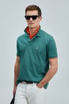 Laon % 100 Pamuk Comfort Fit Düğmeli Erkek Polo Yaka T Shirt 111040206 ÖRDEK YEŞİL