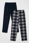 Lastikli Bel Düz Paça Ultra Soft Polar 2'li Paket Erkek Pijama Altı 6098001S2 GRİ-LACİVERT