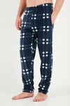 Lastikli Bel Düz Paça Yumuşak Dokulu Polar Erkek Pijama Altı 6098001 LACİVERT-YEŞİL