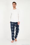 Lastikli Bel Düz Paça Yumuşak Dokulu Polar Erkek Pijama Altı 6098001 LACİVERT-YEŞİL