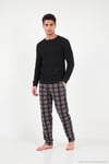 Lastikli Bel Düz Paça Yumuşak Dokulu Polar Erkek Pijama Altı 6098001 SİYAH-BORDO