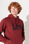 Lee % 100 Pamuk Kapüşonlu Kanguru Cepli Regular Fit Erkek Sweat L212021810 BORDO