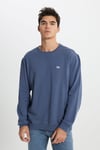 Lee % 100 Pamuk Regular Fit Bisiklet Yaka Şardonlu Erkek Sweat L81IRY 315 KOYU MAVİ