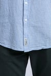 Lee Cooper Çizgili Pamuk ve Keten Karışımlı Regular Fit Klasik Yaka Erkek Gömlek 252 LCM 241010 1178 MAVİ-BEYAZ