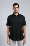Lee Cooper Pamuk ve Keten Karışımlı Regular Fit Kısa Kollu Erkek Gömlek 252 LCM 241017 8101 SİYAH