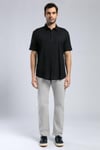 Lee Cooper Pamuk ve Keten Karışımlı Regular Fit Kısa Kollu Erkek Gömlek 252 LCM 241017 8101 SİYAH