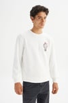 Lee Pamuklu Regular Fit Baskılı Bisiklet Yaka Erkek Sweat L2520363 102 BEYAZ