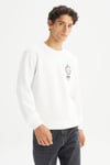 Lee Pamuklu Regular Fit Baskılı Bisiklet Yaka Erkek Sweat L2520363 102 BEYAZ