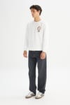 Lee Pamuklu Regular Fit Baskılı Bisiklet Yaka Erkek Sweat L2520363 102 BEYAZ