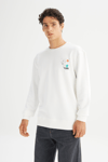 Lee Pamuklu Regular Fit Baskılı Bisiklet Yaka Erkek Sweat L2520361 102 BEYAZ