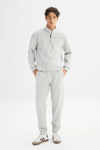 Lee Pamuklu Regular Fit Fermuarlı Dik Yaka Erkek Sweat L252031 236 GRİ MELANJ