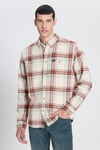 Lee Pamuklu Relaxed Fit Cepli Klasik Yaka Kareli Erkek Gömlek L66I6720 543 EKRU