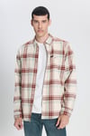 Lee Pamuklu Relaxed Fit Cepli Klasik Yaka Kareli Erkek Gömlek L66I6720 543 EKRU