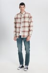 Lee Pamuklu Relaxed Fit Cepli Klasik Yaka Kareli Erkek Gömlek L66I6720 543 EKRU