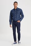 Lee Pamuklu Skinny Fit Normal Bel Dar Paça Jeans Erkek Kot Pantolon L73607 536 KOYU MAVİ