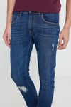 Lee Pamuklu Slim Fit Normal Bel Dar Paça Jeans Erkek Kot Pantolon L71918 2XT ORTA MAVİ