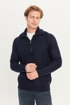 Lee Regular Fit Dik Yaka Yarı Fermuarlı Triko Erkek Kazak L242496 410 LACİVERT