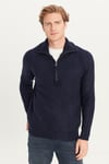 Lee Regular Fit Dik Yaka Yarı Fermuarlı Triko Erkek Kazak L242496 410 LACİVERT