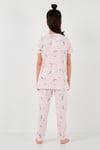 Lela % 100 Pamuk Bisiklet Yaka Kısa Kollu Kız Çocuk Pijama Takımı 6651002 PEMBE-BEYAZ