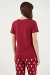 Lela % 100 Pamuk Regular Fit Desenli Bisiklet Yaka Kadın Pijama Takımı 65790784 KIRMIZI