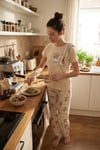 Lela % 100 Pamuk Regular Fit Desenli Bisiklet Yaka Kadın Pijama Takımı 65790784 EKRU