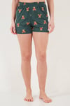 Lela % 100 Pamuk Regular Fit Desenli Şortlu Kadın Pijama Takımı 65790782 BEYAZ-YEŞİL