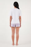Lela % 100 Pamuk Regular Fit Desenli Şortlu Kadın Pijama Takımı 65790782 Beyaz-Lila