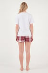 Lela % 100 Pamuk Regular Fit Desenli Şortlu Kadın Pijama Takımı 65790782 BEYAZ-BORDO