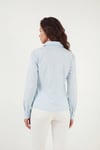 Lela % 100 Pamuk Slim Fit Toka Detaylı Uzun Kollu Bayan Gömlek 6778317 BEBE MAVİ