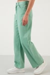 Lela % 100 Pamuk Yüksek Bel Wide Leg Jeans Bayan Kot Pantolon 58716665SALAS YEŞİL