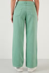 Lela % 100 Pamuk Yüksek Bel Wide Leg Jeans Bayan Kot Pantolon 58716665SALAS YEŞİL