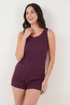 Lela % 100 Pamuk Yumuşak Dokulu Desenli Şortlu Kadın Pijama Takımı 65770754 BORDO