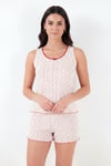 Lela % 100 Pamuk Yumuşak Dokulu Desenli Şortlu Kadın Pijama Takımı 65770754 EKRU