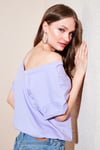 Lela % 100 Pamuklu Baskılı V Yaka Bayan T Shirt 6010022 LİLA