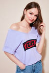 Lela % 100 Pamuklu Baskılı V Yaka Bayan T Shirt 6010022 LİLA