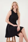 Lela A Kesim Regular Fit Yaka ve Kemer Detaylı Mini Davet ve Mezuniyet Kadın Elbise 6525740 SİYAH