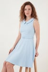 Lela A Kesim Regular Fit Yaka ve Kemer Detaylı Mini Davet ve Mezuniyet Kadın Elbise 6525740 BEBE MAVİ